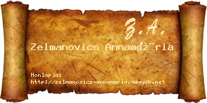 Zelmanovics Annamária névjegykártya